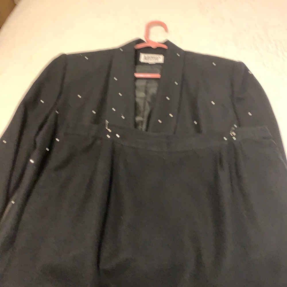 2-piece rhinestone jacket w/matching pencil skirt.